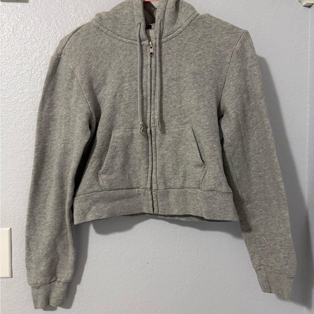 Basic Zip-Up Hoodie Jacket in Heather Gray